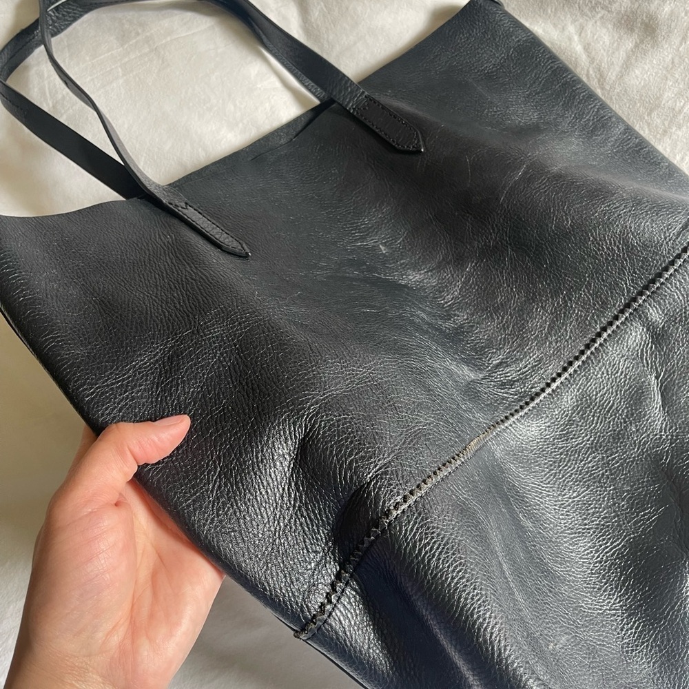 Black Leather J. Crew Tote Bag - Picture 3 of 6